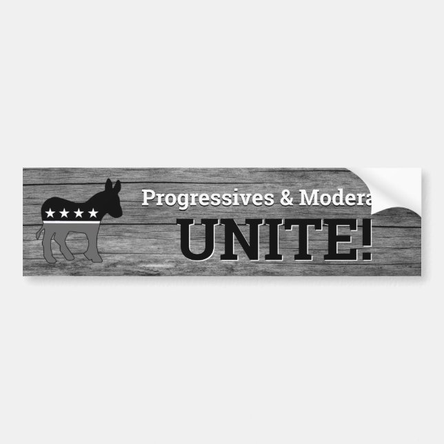 Pegatina Para Coche ¡Progresistas y Moderados UNIDOS! (Frente)