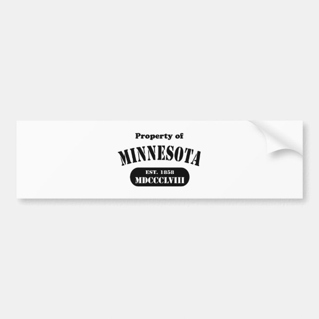 Pegatina Para Coche Propiedad de Minnesota - texto negro (Frente)