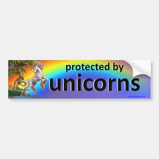 Pegatina Para Coche protegido por unicornios (Frente)