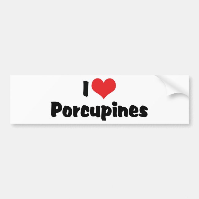 Pegatina Para Coche Puercoespines Corazón Que Amo (Frente)