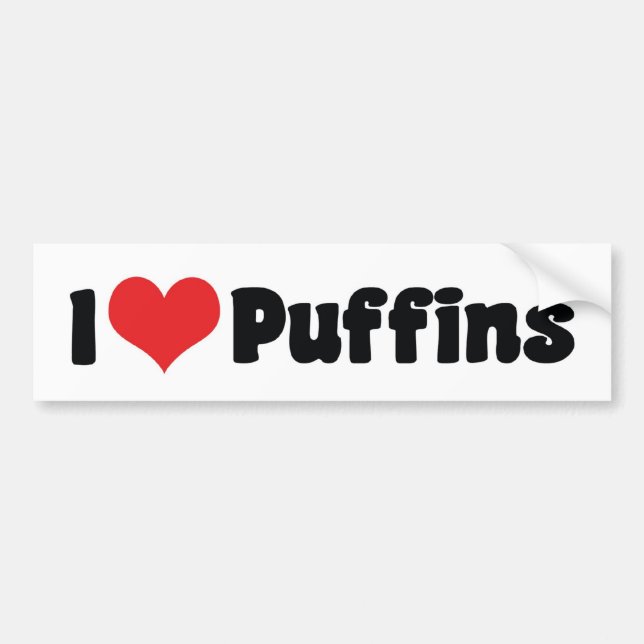 Pegatina Para Coche Puffines de Corazón Me Encantan (Frente)