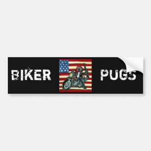 Pegatina Para Coche Pug Motero