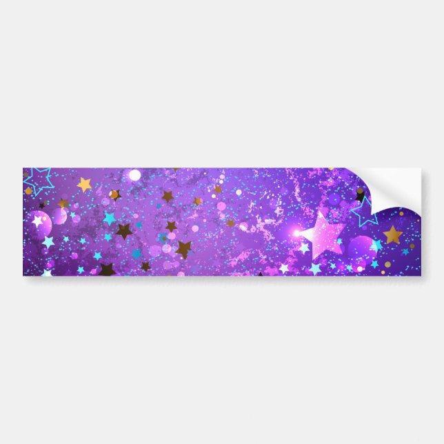 Pegatina Para Coche Purple foil background with Stars (Frente)