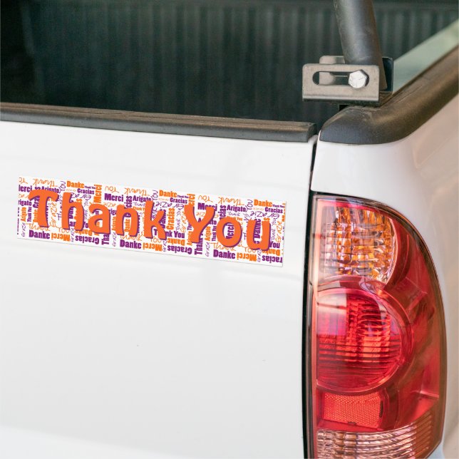 Pegatina Para Coche Púrpura y Naranja Multilingüe Gracias Personalizad (En Camión)