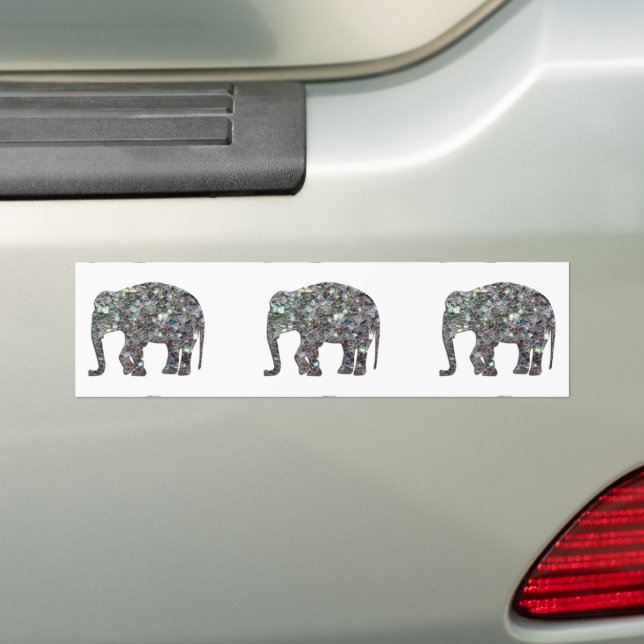Pegatina Para Coche Purpurina elefante de mosaico de plata espárrago (en coche)