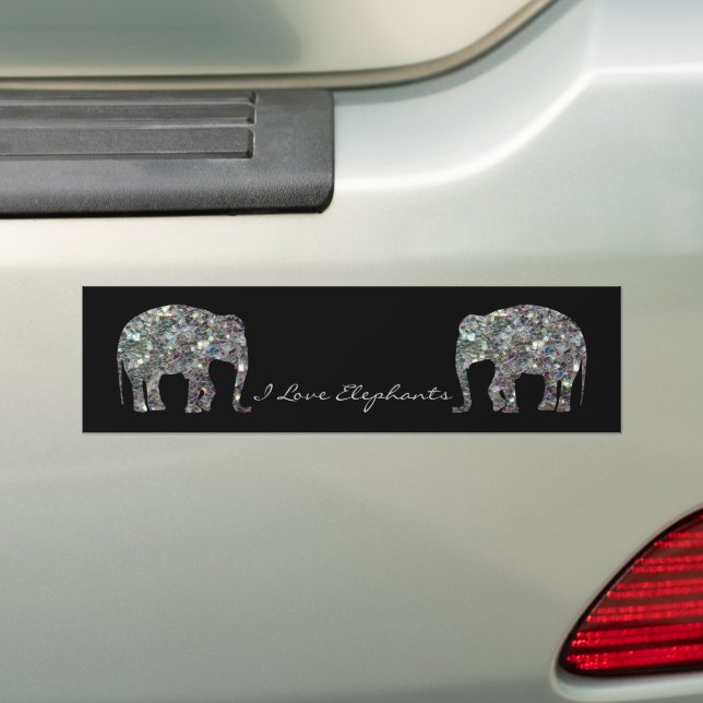 Pegatina Para Coche Purpurina elefante de mosaico de plata espárrago (en coche)
