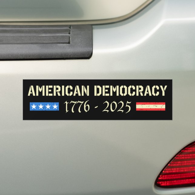 Pegatina Para Coche QEPD Democracia Americana 1776-2025 Anti-Trump (en coche)