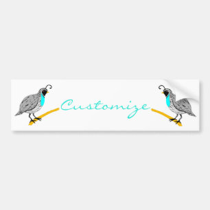 Pegatina Para Coche Quail Thunder_Cove de Bobwhite Blue