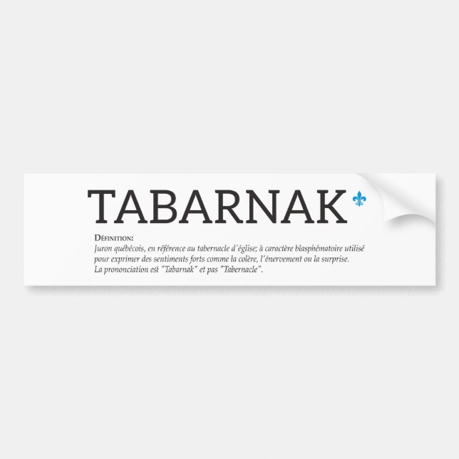 Pegatina Para Coche Québec Tabarnak Juramento Joual Humor Francés (Frente)