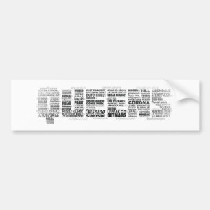 Pegatina Para Coche Queens New York Typography Bumper Sticker