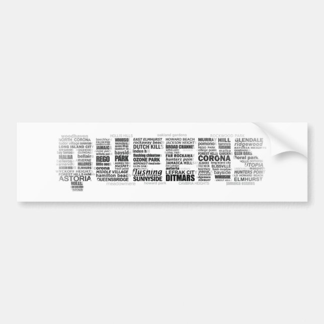 Pegatina Para Coche Queens New York Typography Bumper Sticker (Frente)