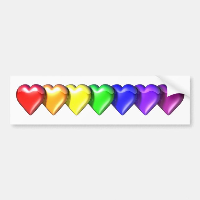 Pegatina Para Coche RainbowHearts (Frente)