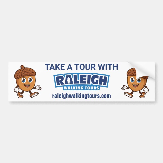 Pegatina Para Coche Raleigh Walking Tours Cute Acorn (Frente)