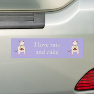 Pegatina Para Coche Rata siamesa con Personalizado de pastel de cumple