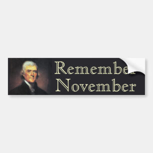Pegatina Para Coche Recuerde noviembre Thomas Jefferson