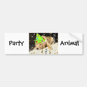 Pegatina Para Coche Recuperador de oro animal de fiesta de cumpleaños