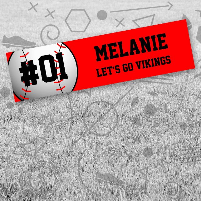 Pegatina Para Coche Red Black Baseball (Red and Black Baseball Let's Go Team Bumber Sticker. Celebrate your high school or college athlete.)