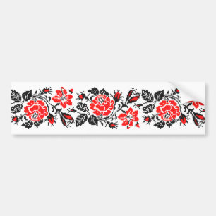 Pegatina Para Coche Red&Black Rose cross-stitch Russian Pattern