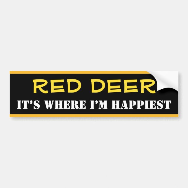 Pegatina Para Coche "RED DEER" - "ES DONDE ESTOY MÁS FELIZ" (Canadá) (Frente)