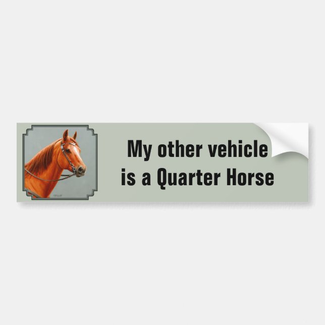 Pegatina Para Coche Red Dun Chestnut Sorrel Western Quarter Horse (Frente)