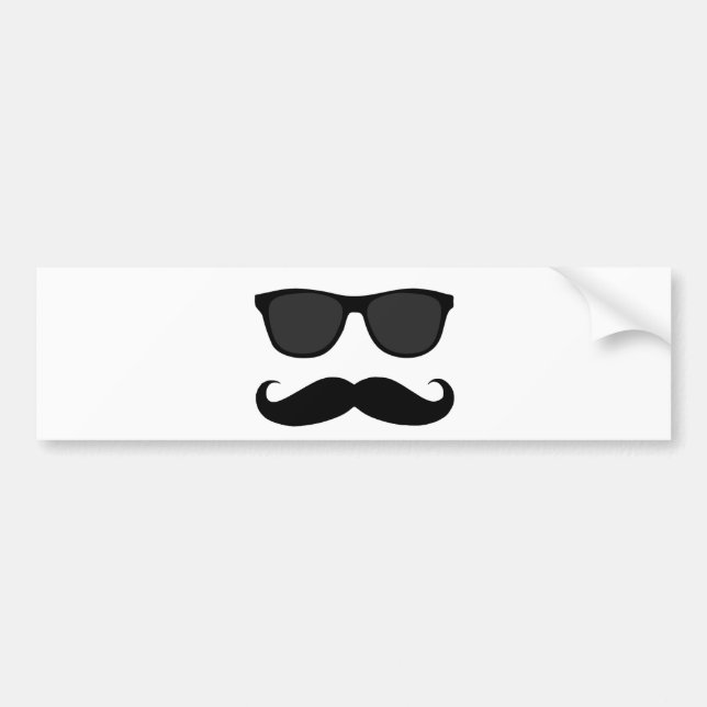 Pegatina Para Coche Regalo humorístico de bigote negro y gafas de sol (Frente)