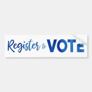 Pegatina Para Coche Regístrese para votar - texto en negrita azul acu
