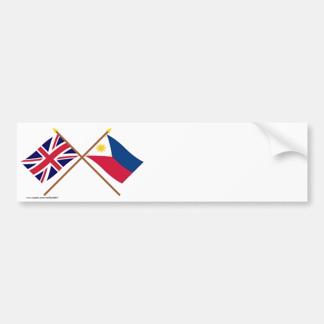 Pegatina Para Coche Reino Unido y banderas cruzadas Filipinas (Frente)
