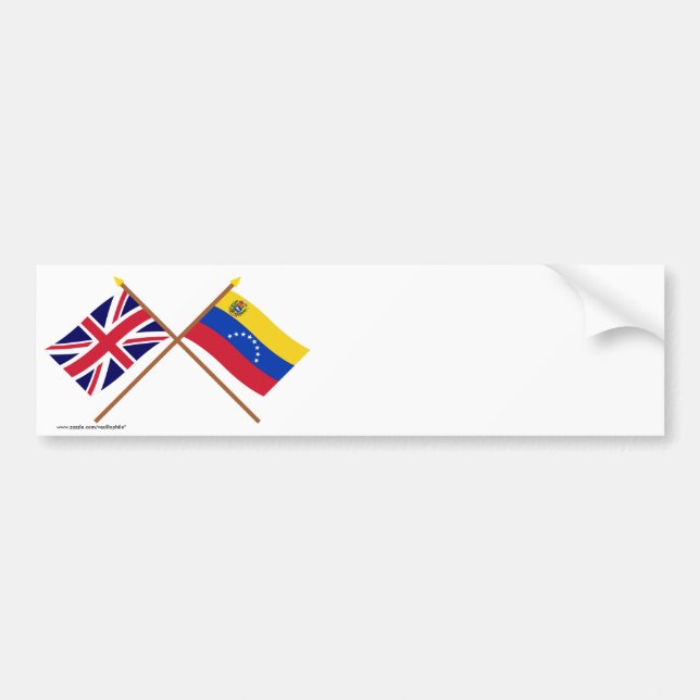 Pegatina Para Coche Reino Unido y banderas cruzadas Venezuela (Frente)