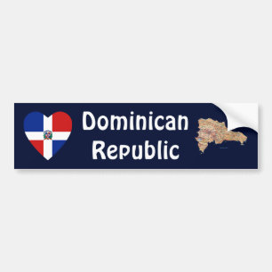 Pegatina Para Coche Representante dominicano. Corazón de la bandera +