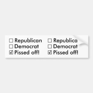 Pegatina Para Coche Republicano, Demócrata: ¡Nope! ¡Apenas Pissed