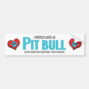 Pegatina Para Coche Rescaté un pitbull (el perro femenino)