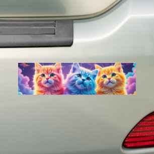 Pegatina Para Coche Retrato del trío de gatitos eléctricos