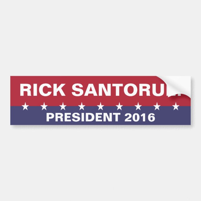 Pegatina Para Coche RICK SANTORUM para presidente 2016 (Frente)