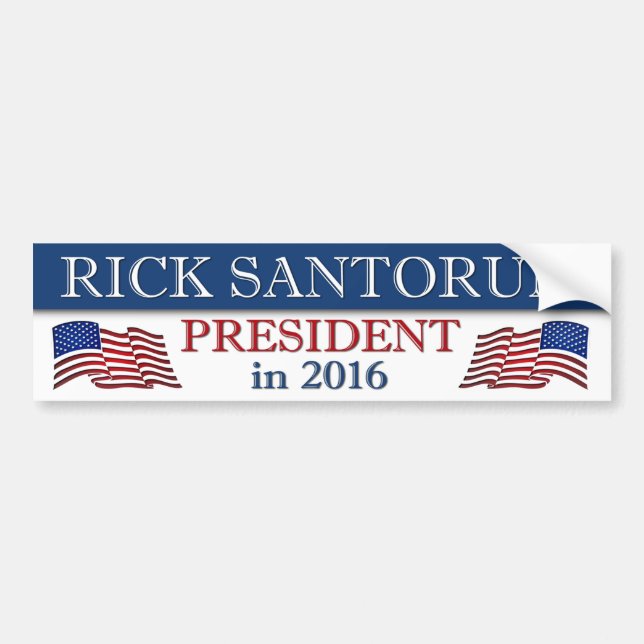 Pegatina Para Coche Rick Santorum President de 2016 (Frente)