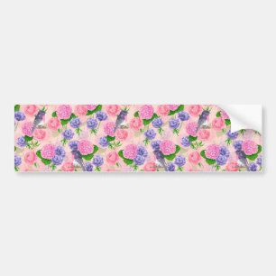 Pegatina Para Coche Robin y flores, acuarela