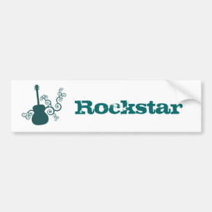 Pegatina Para Coche Rockstar Guitar Bumper Sticker, Dark Teal