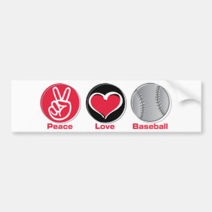 Pegatina Para Coche Rojo del béisbol del amor de la paz