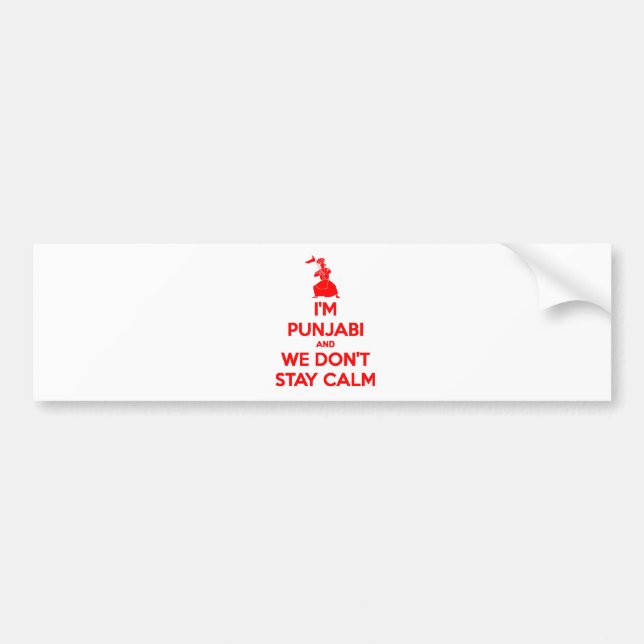 Pegatina Para Coche (ROJO) soy Punjabi y no permanecemos tranquilos (Frente)