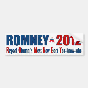 Pegatina Para Coche Romney 2012 - El lío de Obama de la derogación