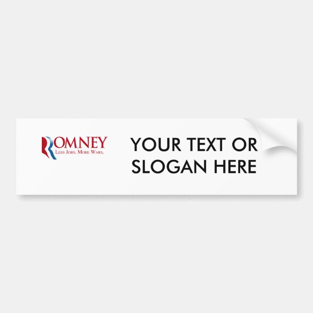 Pegatina Para Coche Romney - menos trabajos, más guerras (Frente)