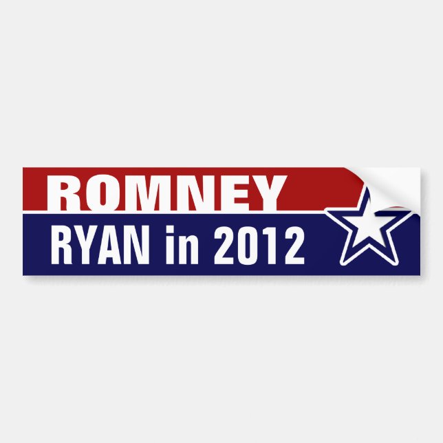 Pegatina Para Coche Romney Ryan en 2012 (Frente)