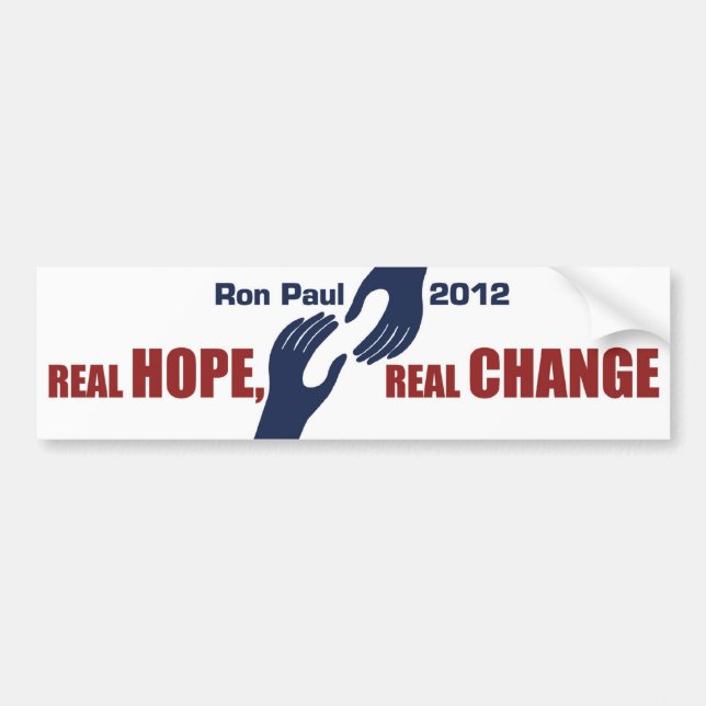 Pegatina Para Coche Ron Paul 2012: Esperanza real, cambio real (Frente)