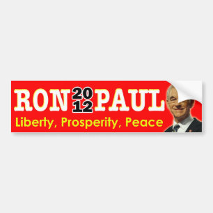 Pegatina Para Coche Ron Paul 2012 - Libertad, prosperidad, paz