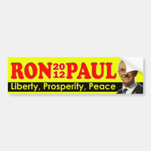 Pegatina Para Coche Ron Paul 2012 - Libertad, prosperidad, paz