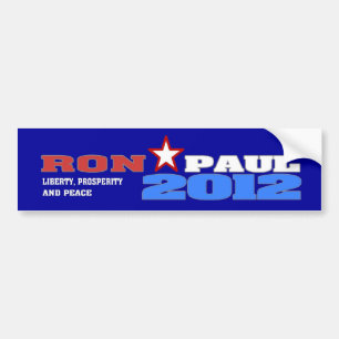 Pegatina Para Coche Ron Paul 2012 (libertad, prosperidad y paz)