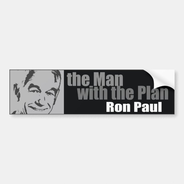 Pegatina Para Coche Ron Paul: El hombre con el plan (Frente)