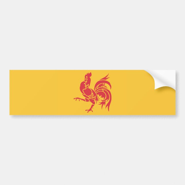 Pegatina Para Coche Rooster Rojo (Bandera de Valonia) (Frente)
