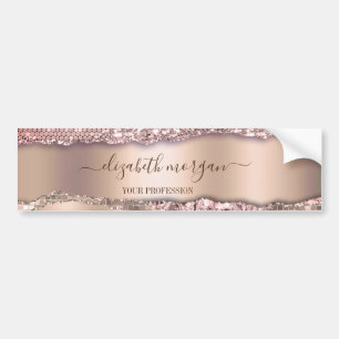 Pegatina Para Coche Rosa Dourado Tendência Diamantes Brillo Monograma