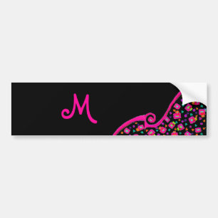 PEGATINA PARA COCHE ROSA FUCHSIA BLACK ABSTRACT DECO MONOGRAM