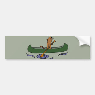 Pegatina Para Coche Rowing divertido de la nutria de mar en canoa